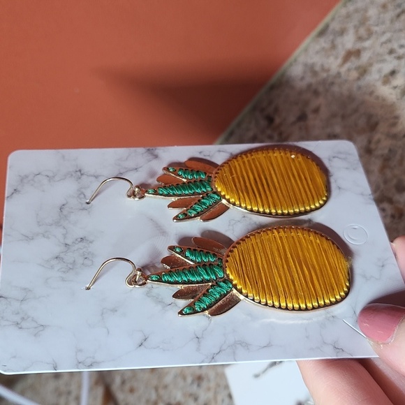 Yellow and Green Pineapple Earrings - Picture 13 of 17